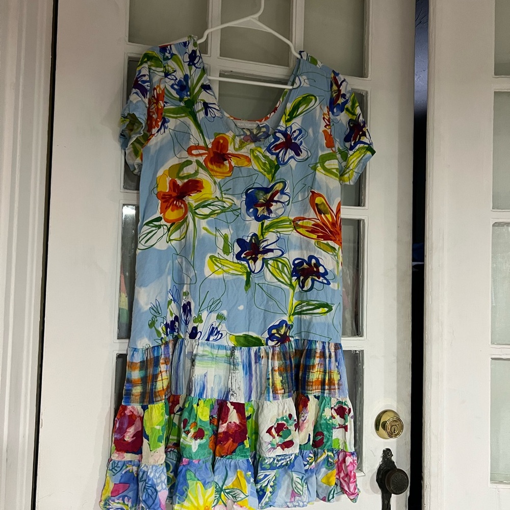 Jams World Kids Dress with Blue and Orange Floral Design